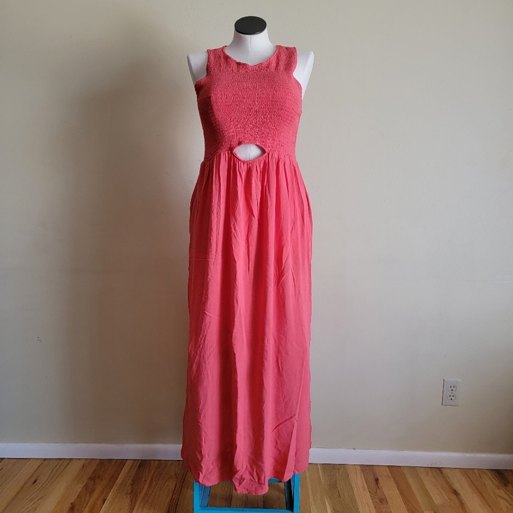 Smocked Cutout Maxi Maternity Dress - Berry - Isabel Maternity